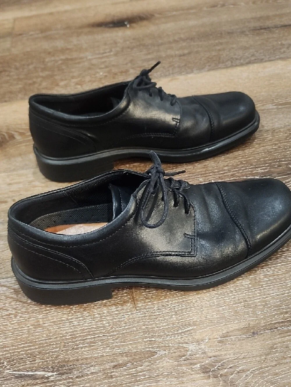 Ecco Mens Black Leather Classic Lace Up Oxford Business Casual Neutral 42 Elegan
